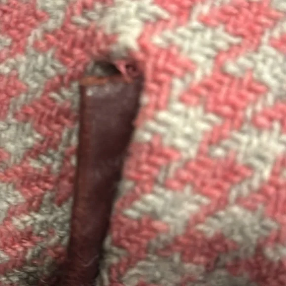 Coach Leatherware Pink Houndstooth Wool & Leather Trim Coat Size Large - Picture 13 of 15